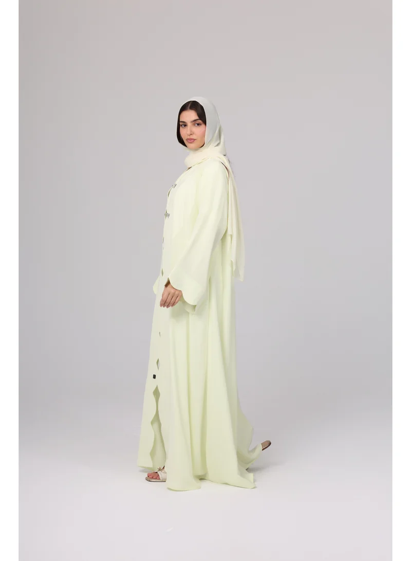 اكسا عباية دائرية ملونة صفراء
